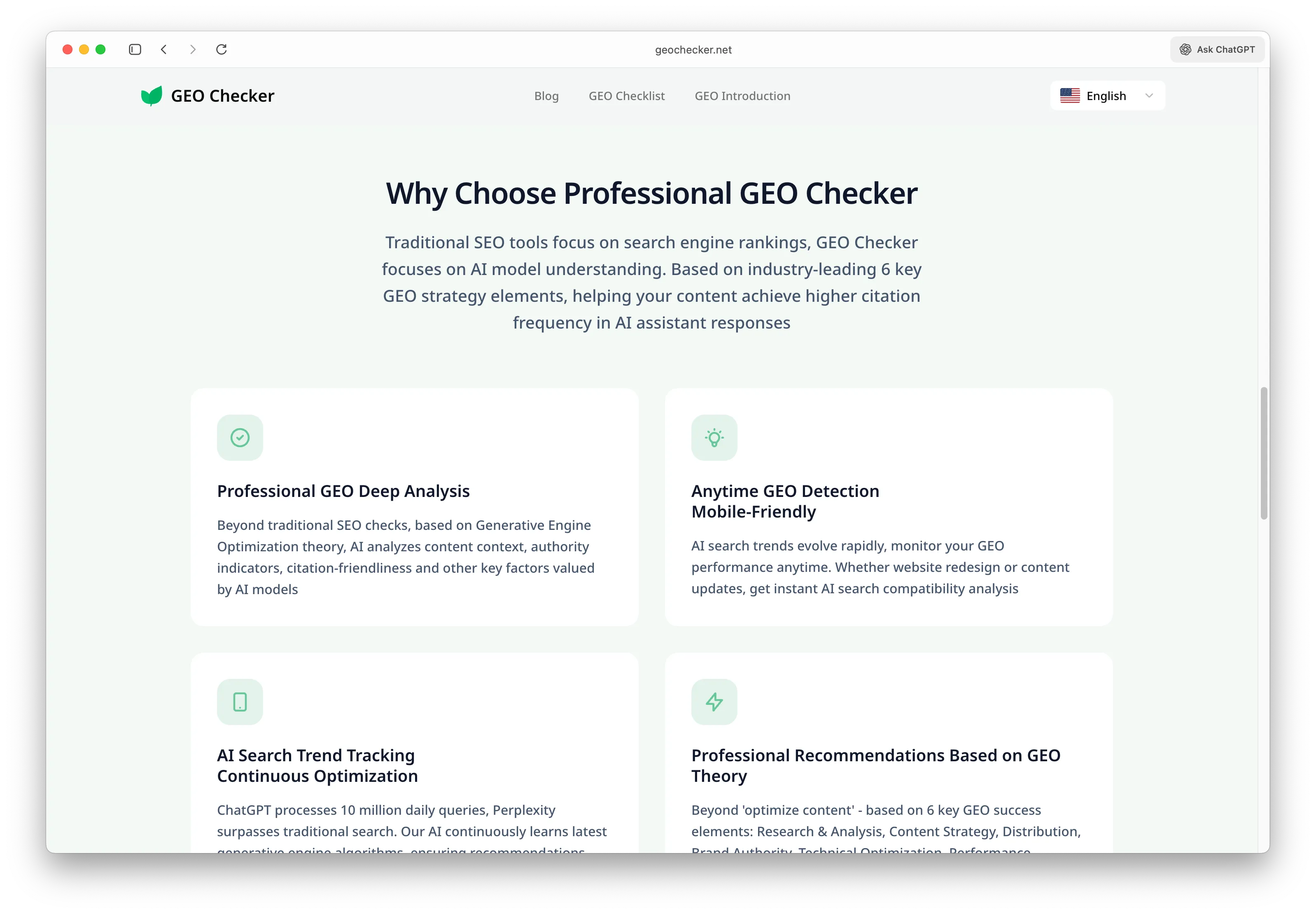 Professional GEO Checker Interface