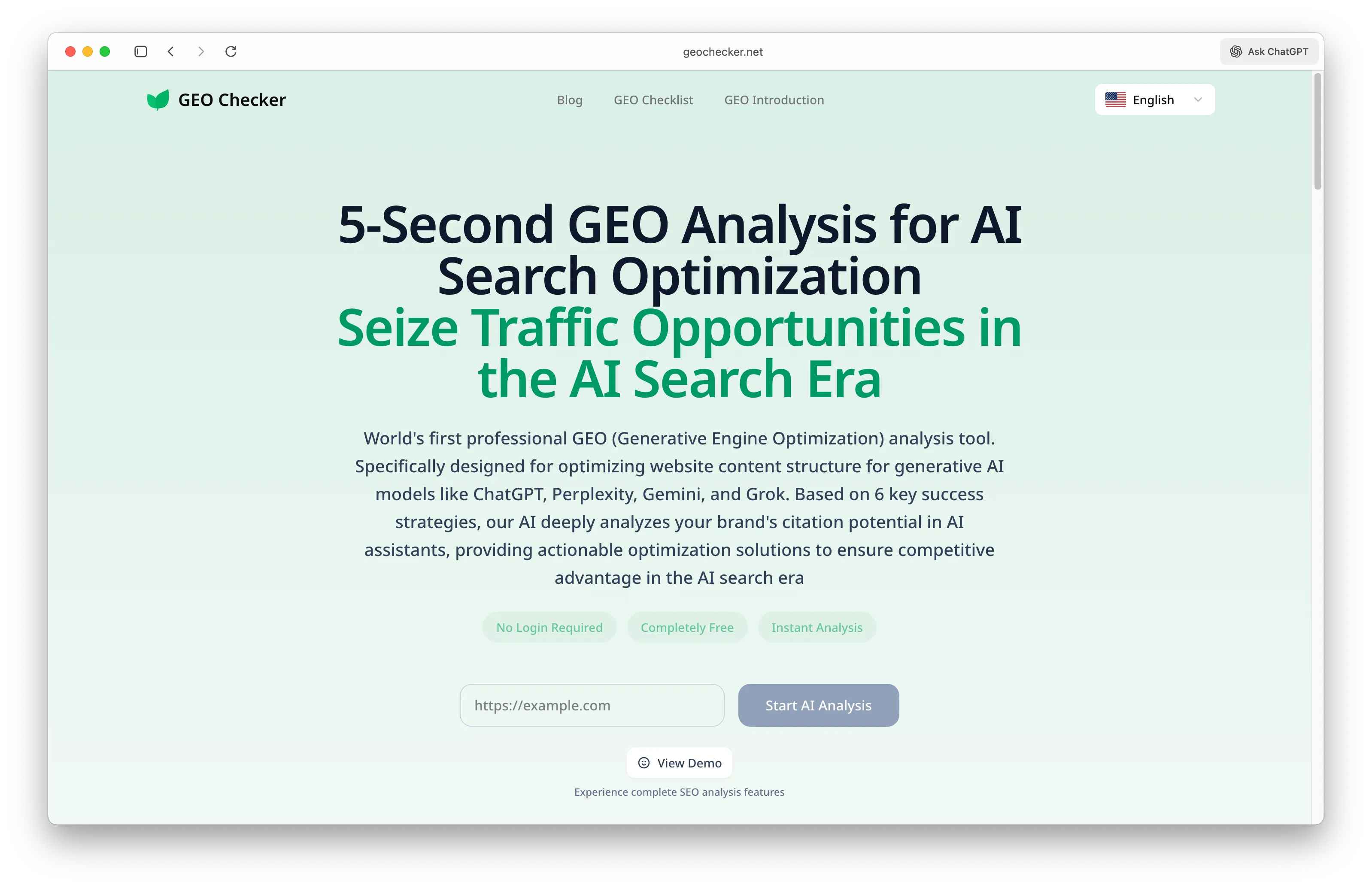 AI Search Optimization GEO Analysis Tool
