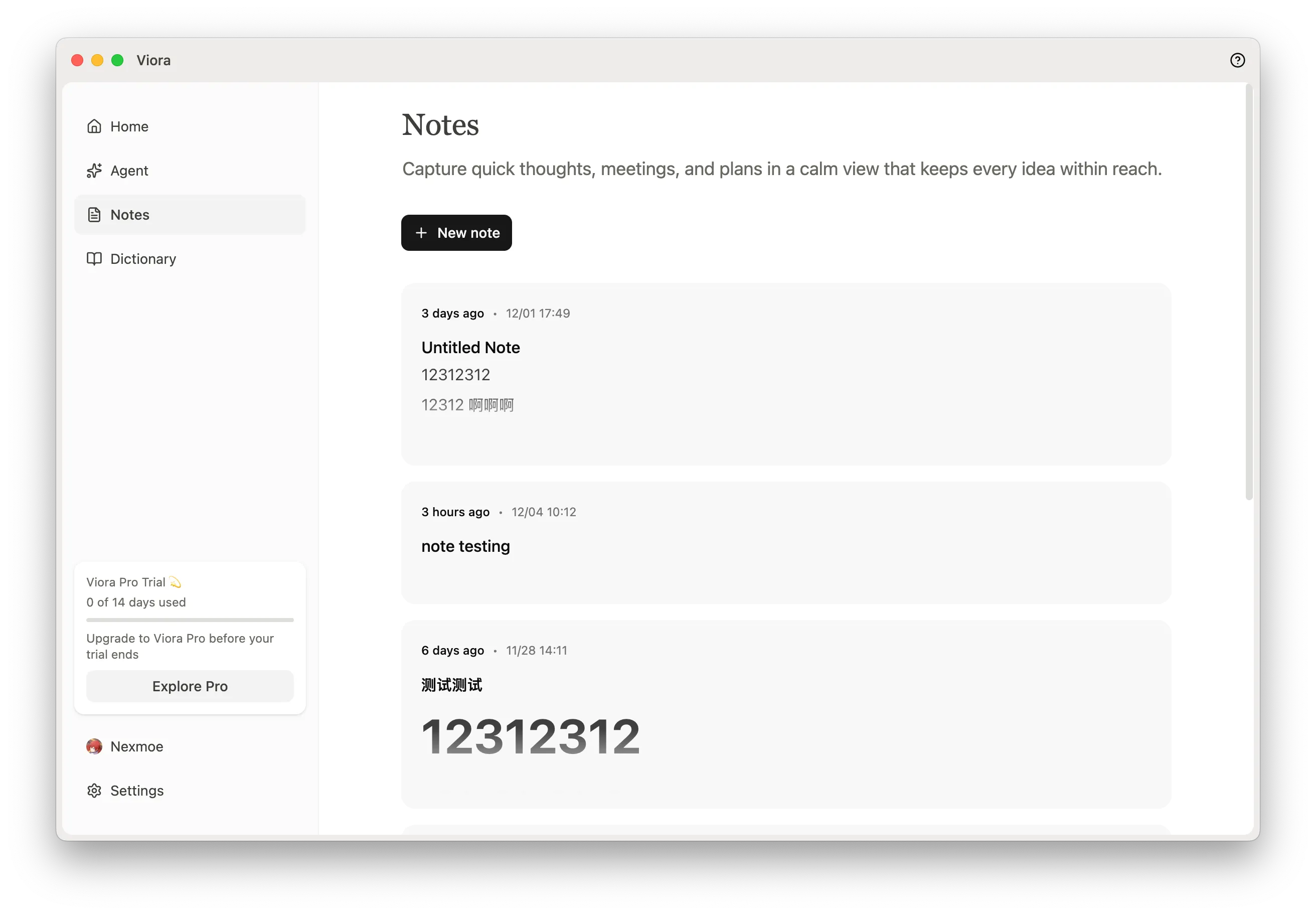 Notes Application Interface