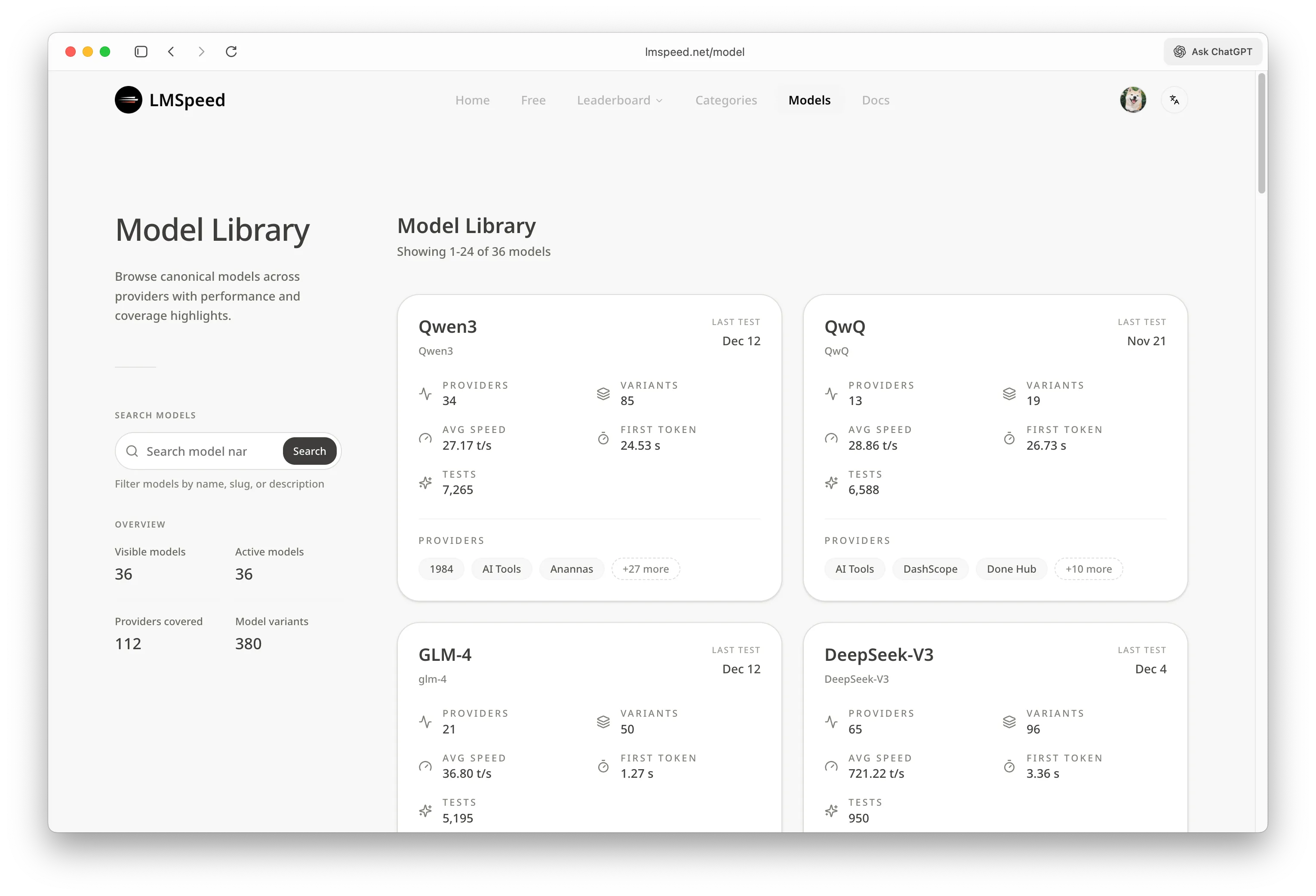AI Model Library Interface