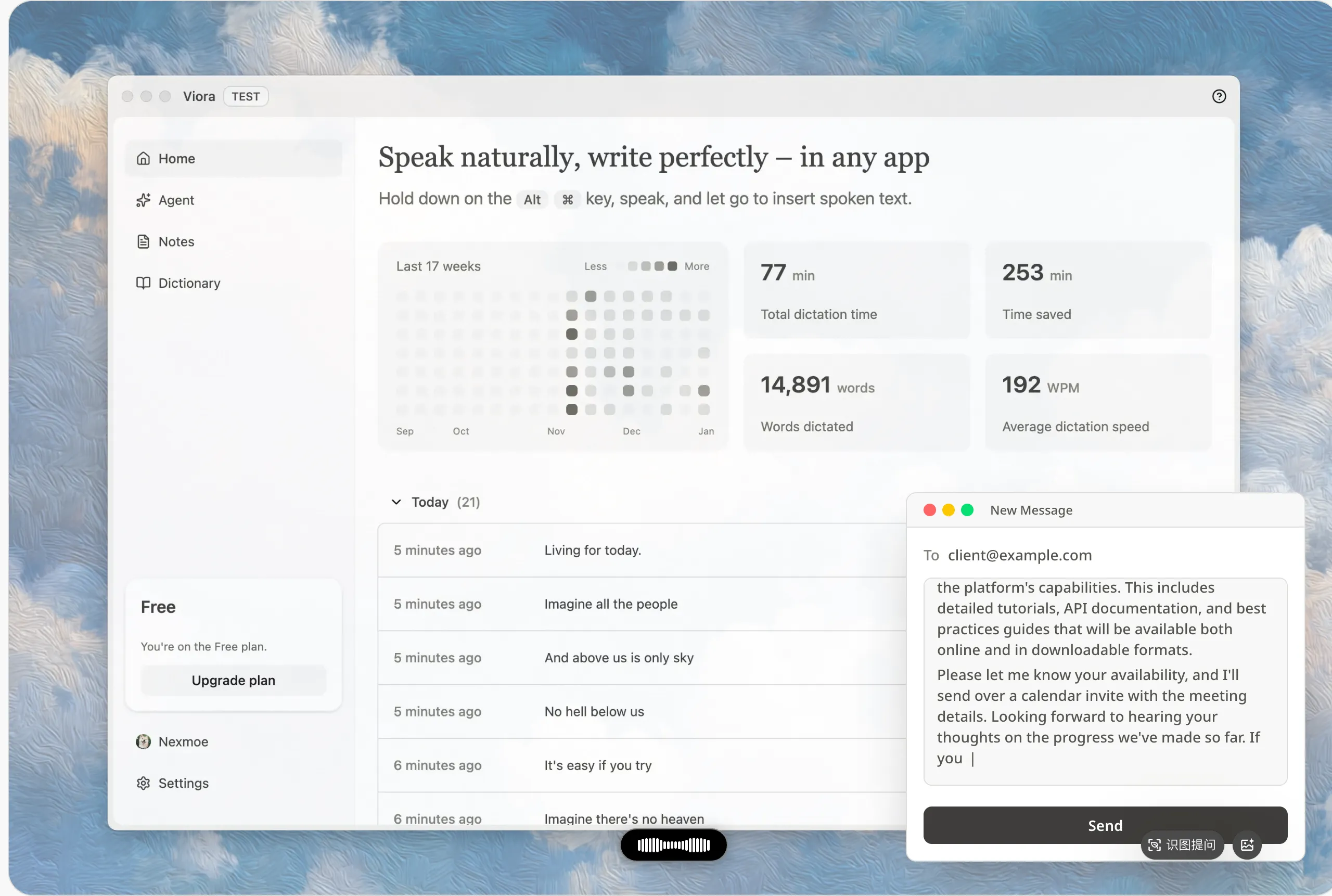 Voice Writing Assistant Interface