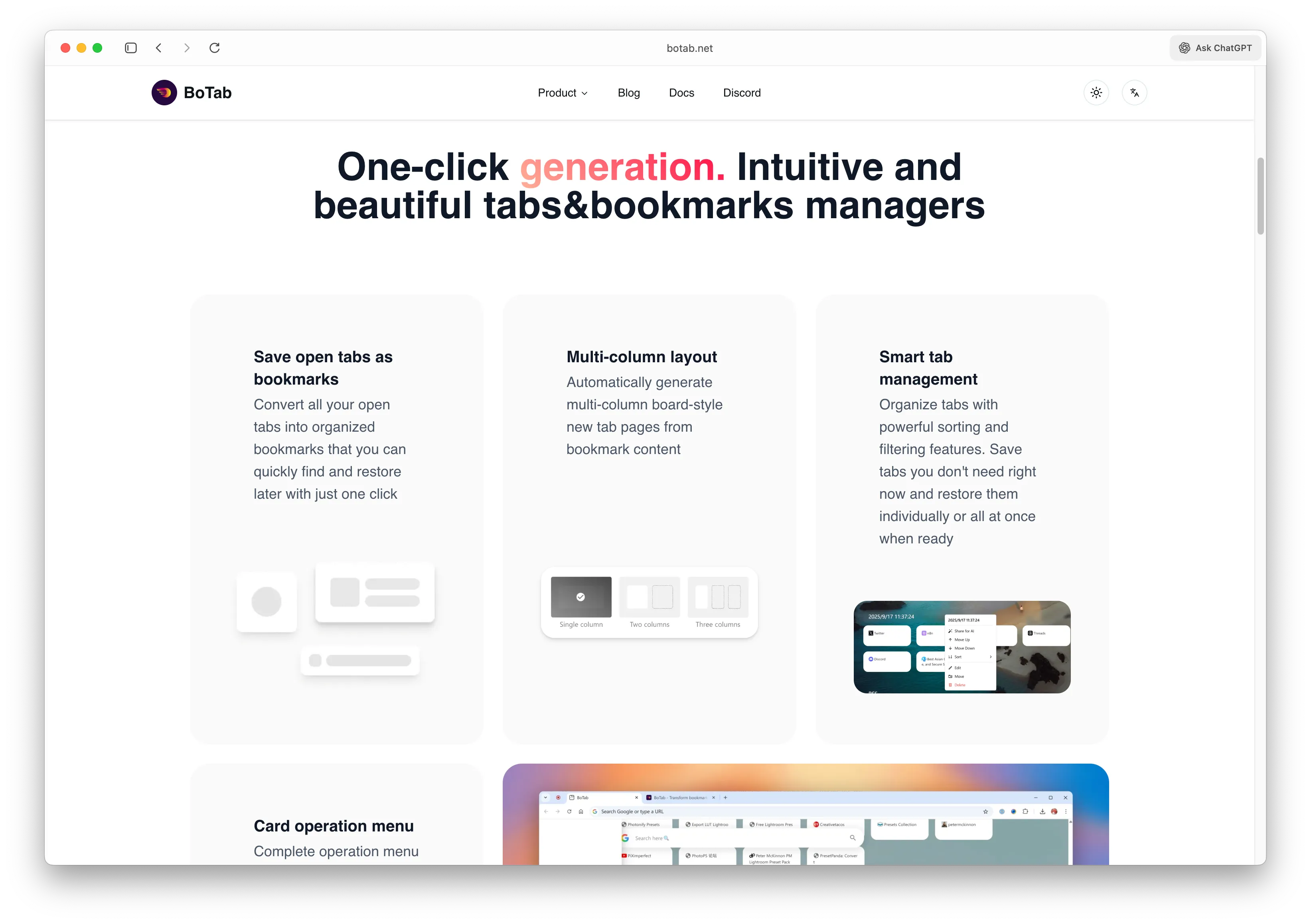 BoTab Tab & Bookmark Management
