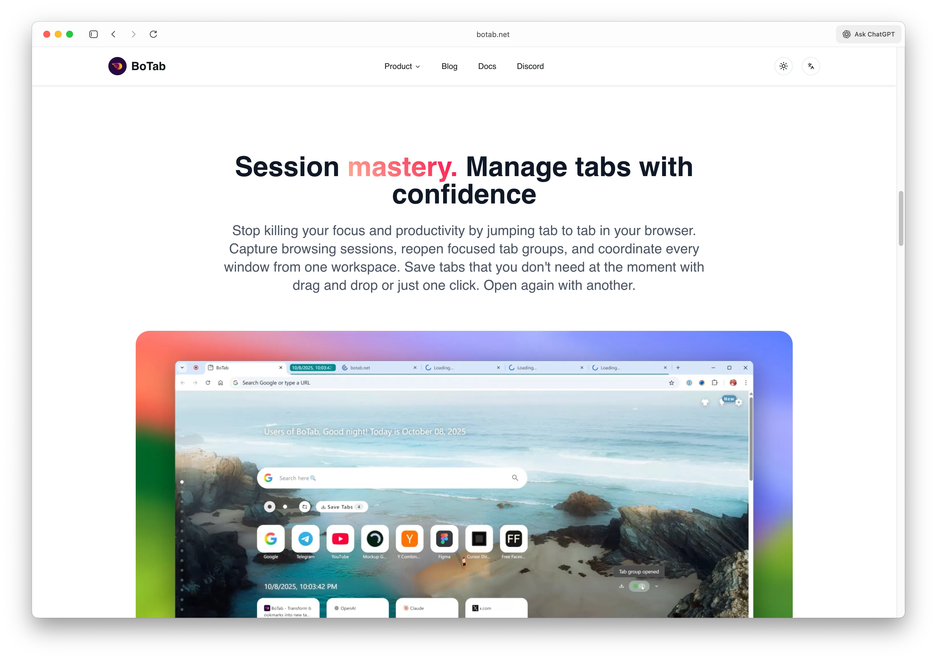 Tab Management Tool Interface