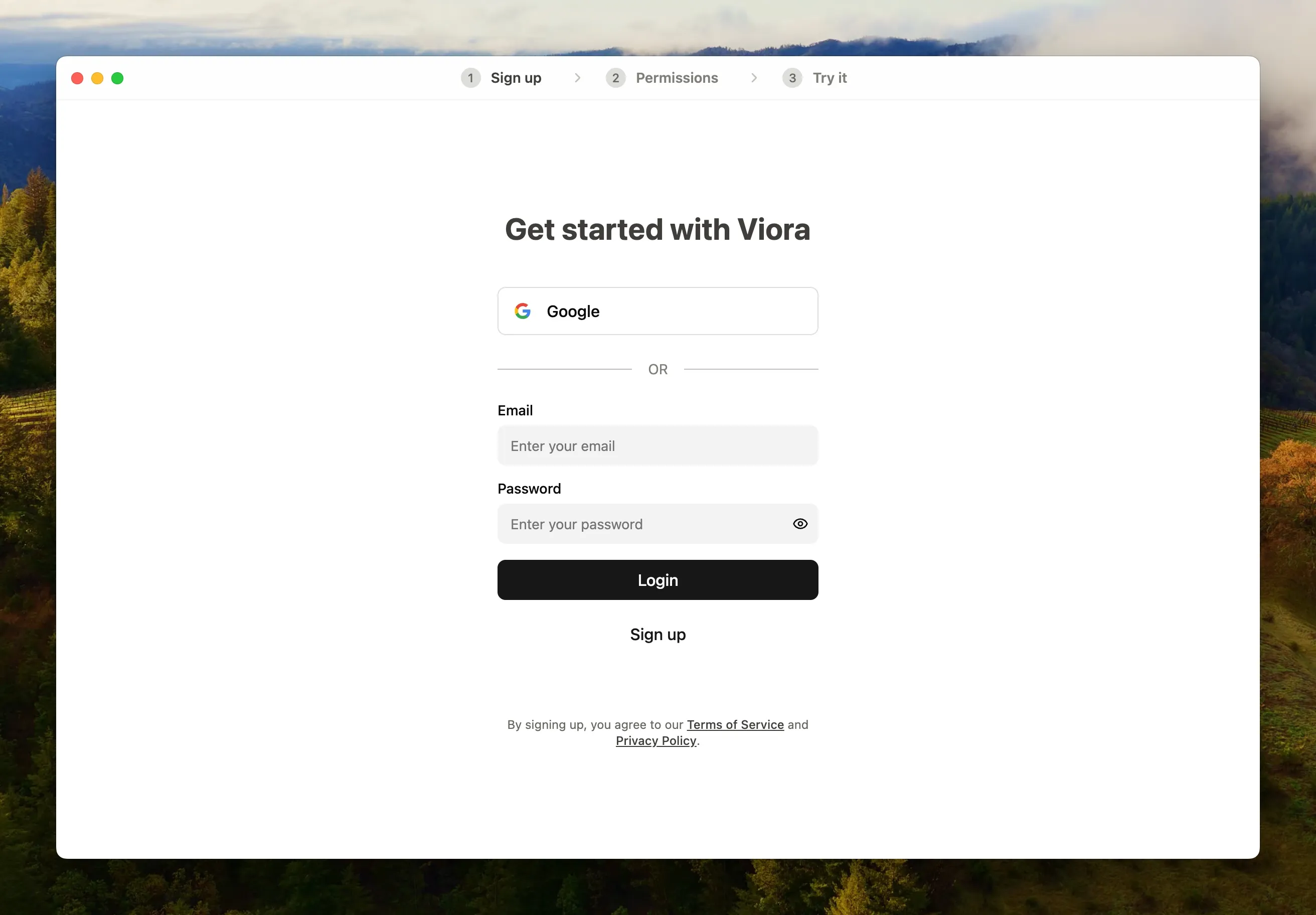 Viora 登录注册界面