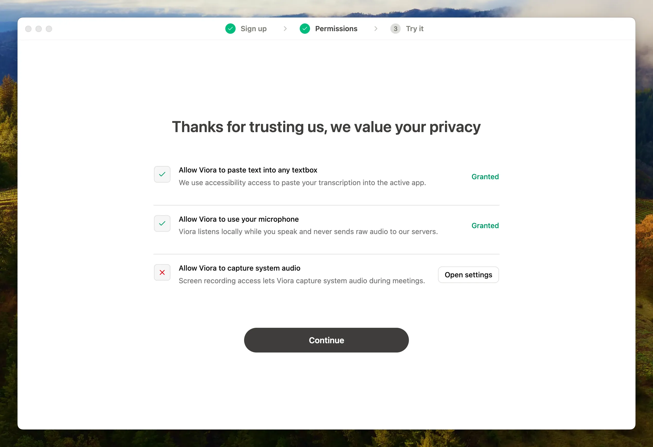 Viora权限设置界面